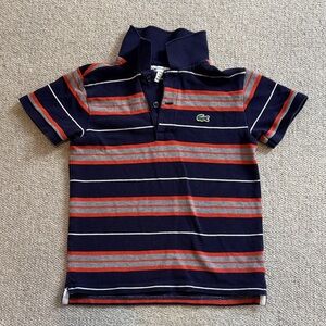 Lacoste Kids Polo Shirt - Navy, Red, and Gray Stripes